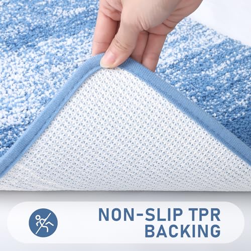 Bsmathom Bathroom Rugs Sets 4 Piece with Toilet Lid Cover, Non-Slip Bath Rugs for Bathroom, Microfiber Shaggy Absorbent Bath Rugs with U-Shaped Toilet Rug, Blue - Image 3