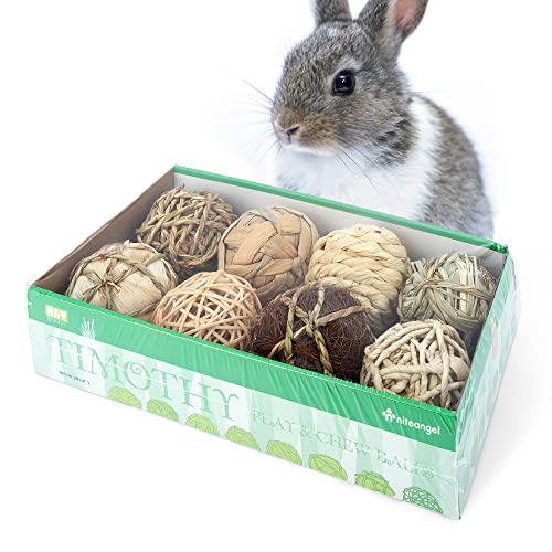 Niteangel Natural Chew Activity Toys Fun Safe Hay Grass Pet Balls for Chinchilla Guinea Pig Rats Rabbits Hamster Gerbil Degu Bunny and Other Small Animals - Image 1