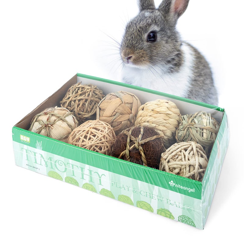 Niteangel Natural Chew Activity Toys Fun Safe Hay Grass Pet Balls for Chinchilla Guinea Pig Rats Rabbits Hamster Gerbil Degu Bunny and Other Small Animals - Image 2
