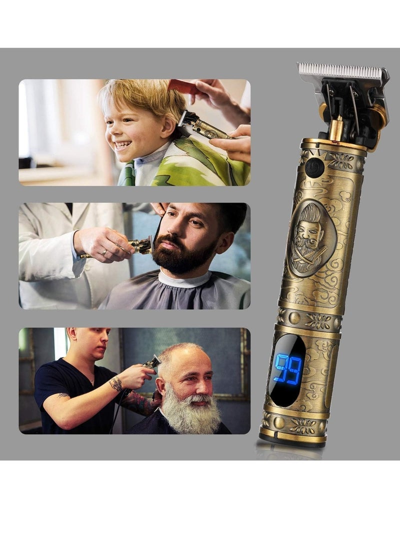Upgraded Hair Trimmer Beard Clippers for Men Professional USB Electric Hair Clippers for Hair Cutting Trimmers Cordless Outliner Zero Gaped LED Display (Hair Clippers for Men, GOLD 04) - Image 3