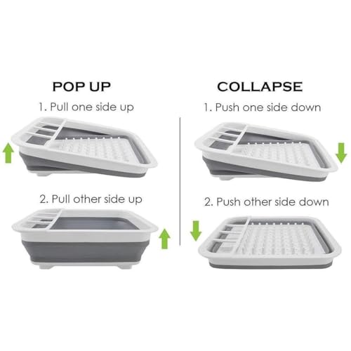 PIHARVA Collapsible Silicone Dish Drying Rack with Utensil Holder – Folding Drainer Basket for Plates, Cups & Cutlery Space-Saving, Portable Kitchen Organizer with Drainage - Image 3