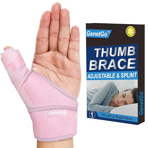 GenetGo Trigger Thumb Splint Thumb Spica Support Brace Stabilizer for Pain Sprains Arthritis Tendonitis Right Hand or Left Hand Pink - Image 2