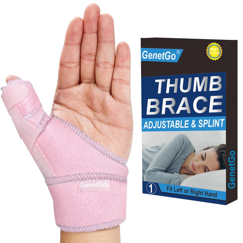 GenetGo Trigger Thumb Splint Thumb Spica Support Brace Stabilizer for Pain Sprains Arthritis Tendonitis Right Hand or Left Hand Pink - Image 3