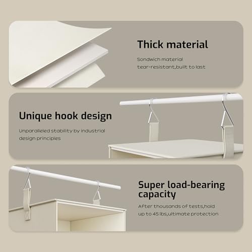 Vailando 6-Shelf Hanging Closet Organizer, 2 Separable 3-Shelf Hanging Shelves with 3 Drawers for Wardrobe, Nursery, Baby Clothes Organization and Storage, Beige - Image 4