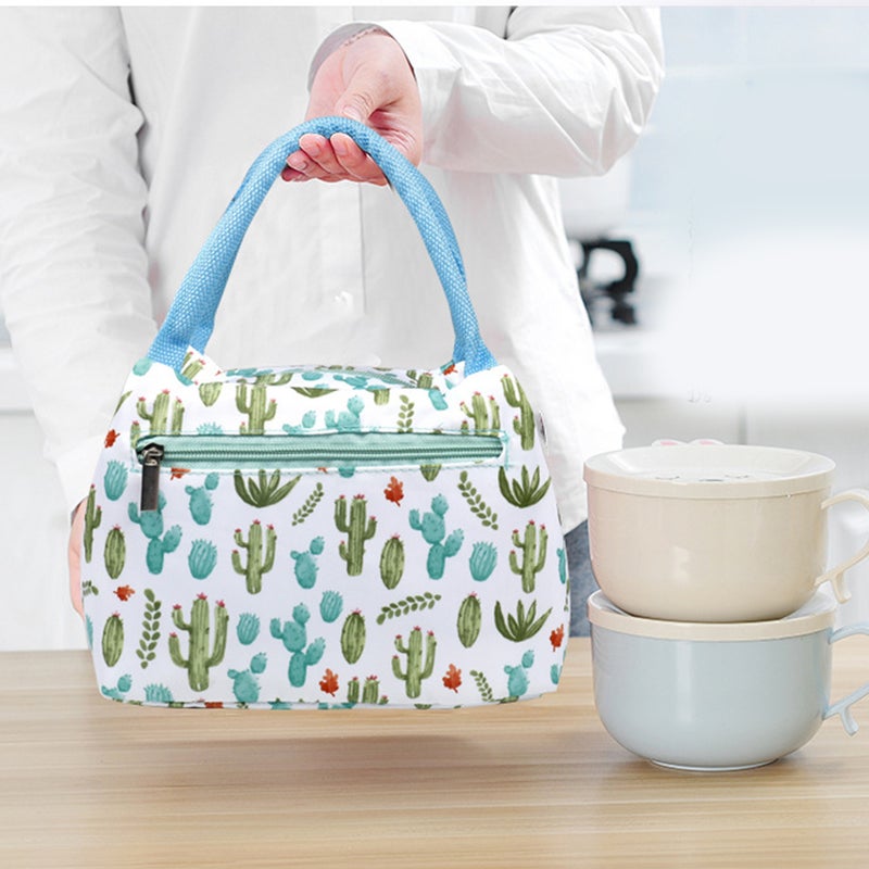 2 pcs Lunch Tote Bag Insulated Lunch Bag Lunch Box Handbag Cooler Bag for Outdoor Camping Picnic (Cactus) - Image 3