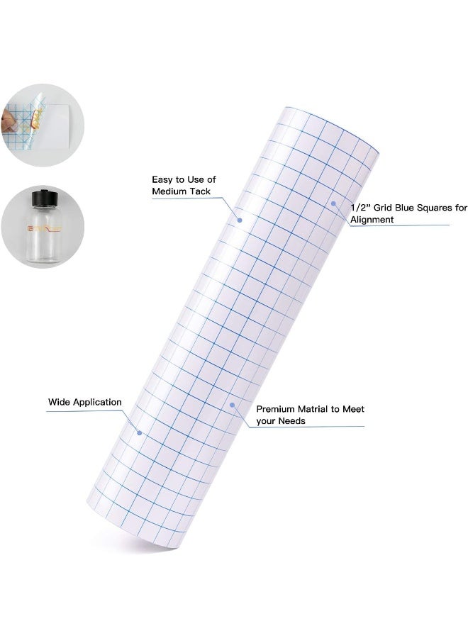 ARS Transfer Tape for Vinyl - 12" x 16 Feet W/Blue Alignment Grid Medium Tack Clear Vinyl Transfer Tape for Cricut Cameo Self Adhesive Vinyl - Image 3