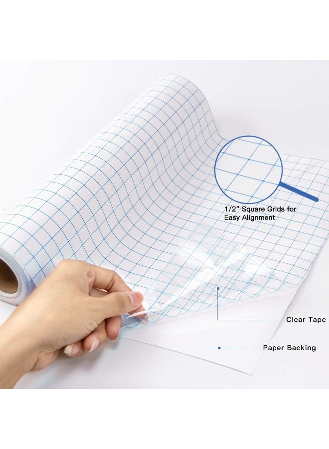 ARS Transfer Tape for Vinyl - 12" x 16 Feet W/Blue Alignment Grid Medium Tack Clear Vinyl Transfer Tape for Cricut Cameo Self Adhesive Vinyl - Image 2
