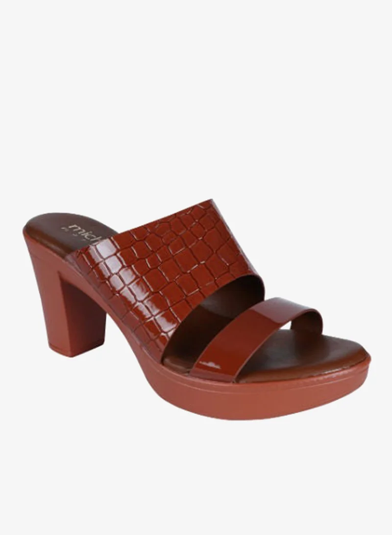Michelle Morgan Michelle Morgan Ladies Block Heel Sandals 913RJ076 Brown