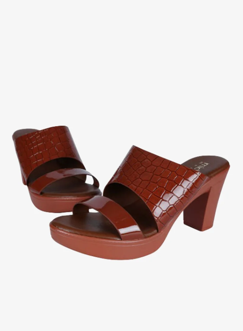 Michelle Morgan Michelle Morgan Ladies Block Heel Sandals 913RJ076 Brown