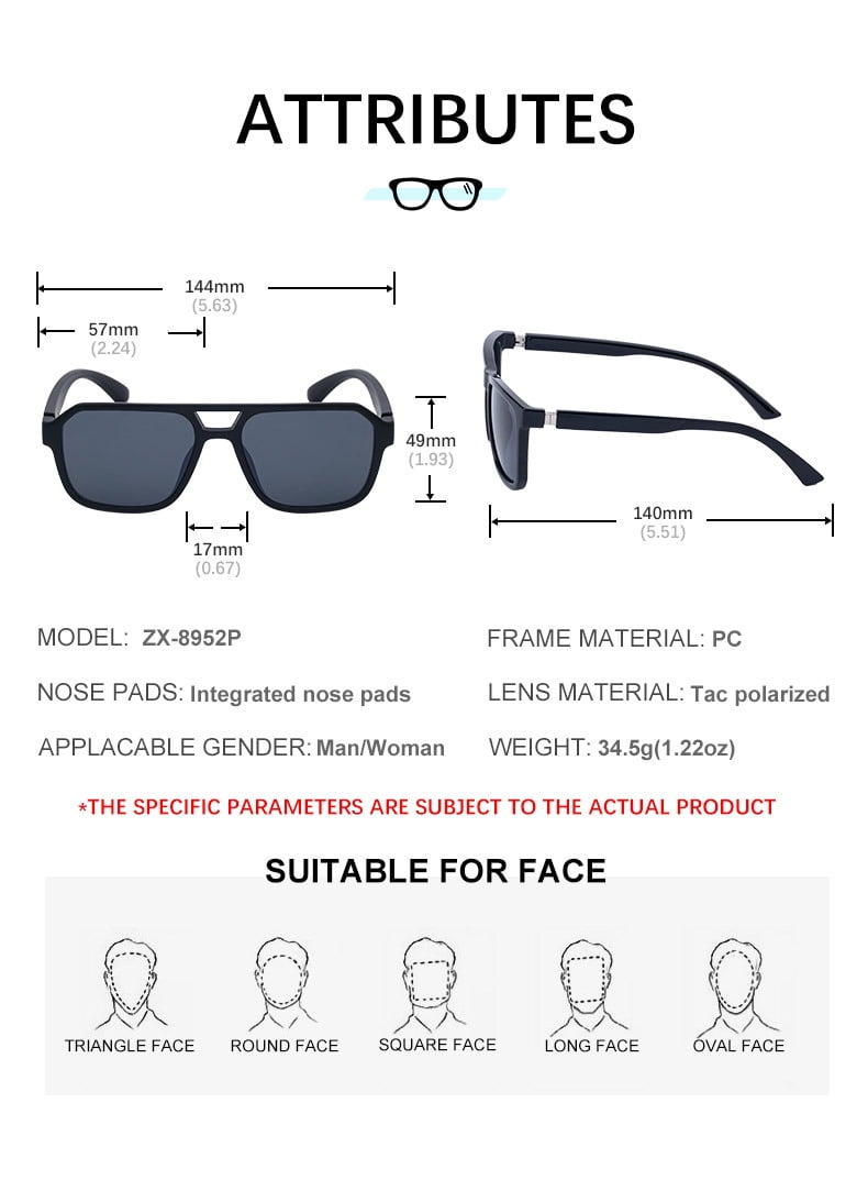 Premium Sunglasses 52-58mm UV400 Polarized ZX-8952P - Image 3