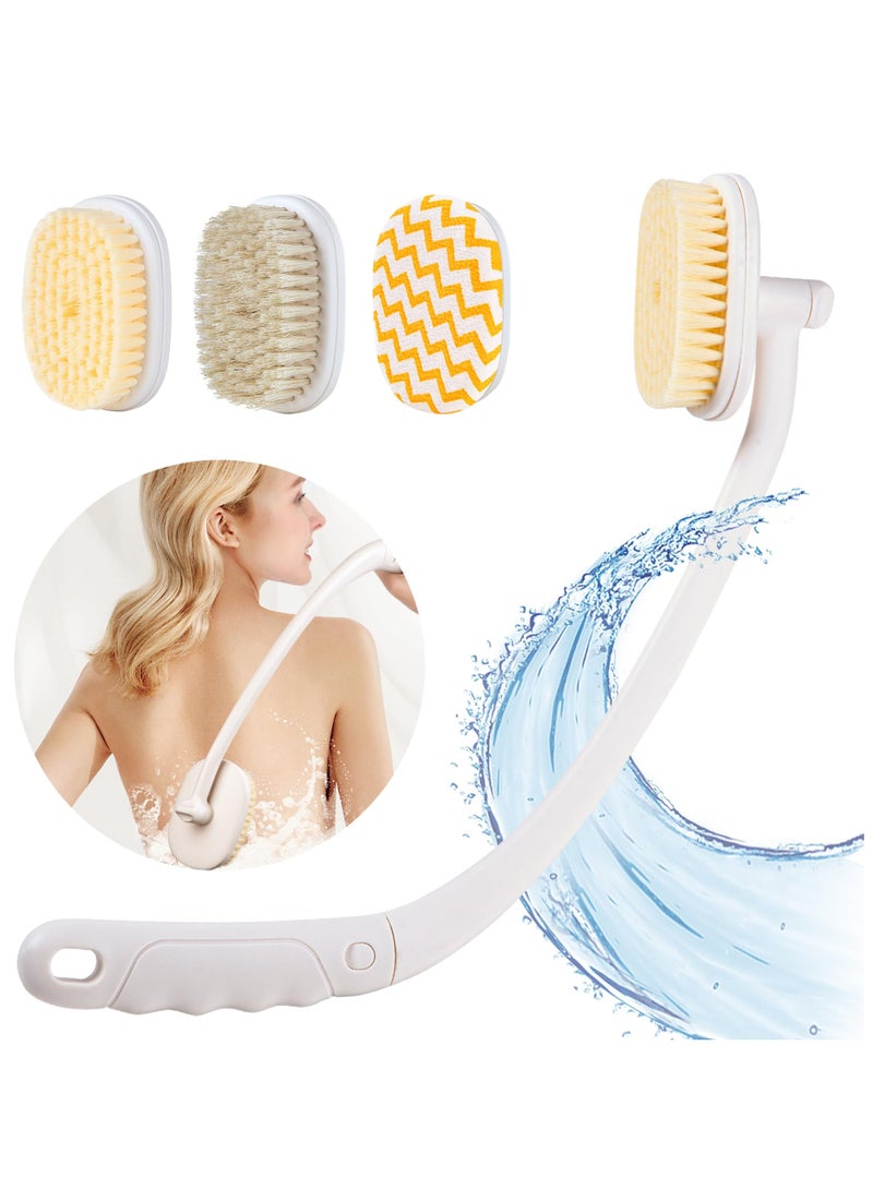 Long Handle Shower Brush for Body, Exfoliating Back Scrubber with 3 Replaceable Heads, Improves Skin Health - Perfect for Women, Men, and Elderly - Image 1