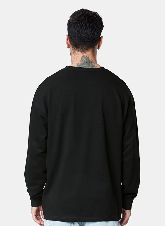 The Souled Store  The Souled Store Men Oversized Fit Solid Black T-Shirt  | Best Price UAE
