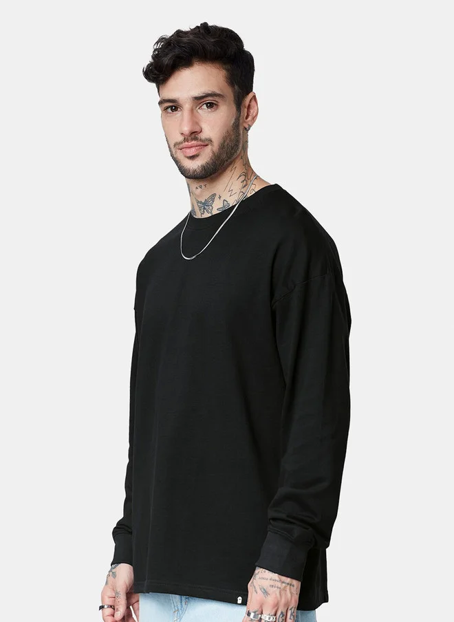 The Souled Store  The Souled Store Men Oversized Fit Solid Black T-Shirt  | Best Price UAE