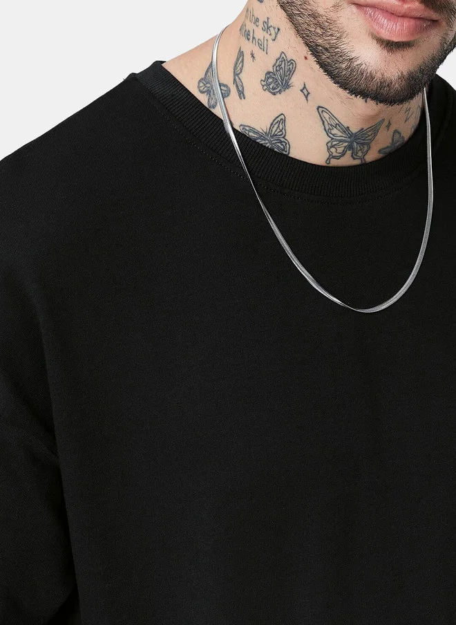 The Souled Store The Souled Store Men Oversized Fit Solid Black T-Shirt