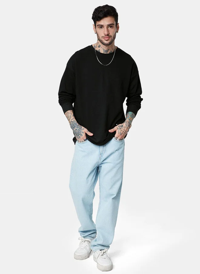 The Souled Store  The Souled Store Men Oversized Fit Solid Black T-Shirt  | Best Price UAE