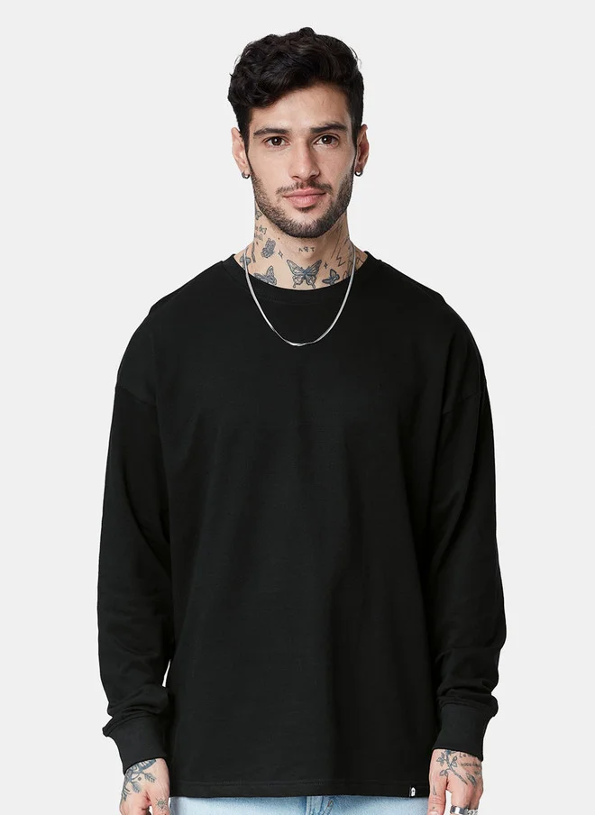 The Souled Store  The Souled Store Men Oversized Fit Solid Black T-Shirt  | Best Price UAE
