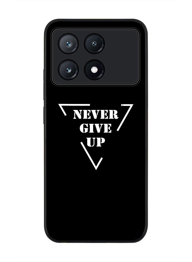 Stylizedd حافظة حواف سوداء متينة لهاتف Xiaomi Poco X6 Pro، حافظة مرنة رقيقة من المطاط ضد السقوط - لا تستسلم أبداً - Image 1