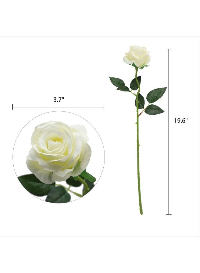 Simulated silk rose bouquet, realistic white fake roses, suitable for wedding, home party decoration, event gifts, set of 10 (white) - Image 2