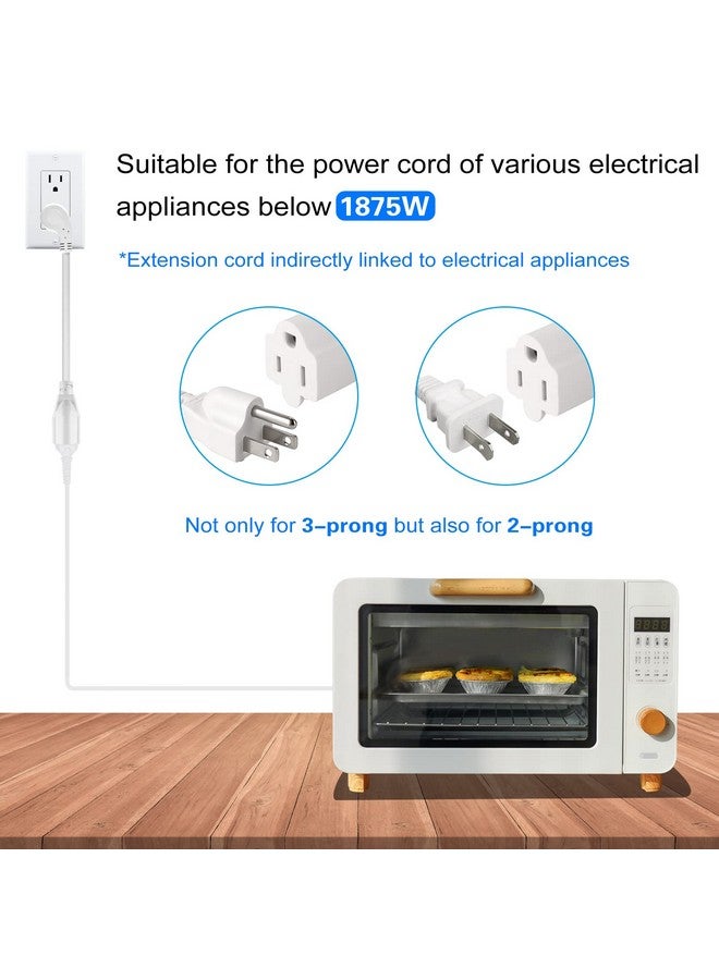 VSEER VSEER 1.5Feet 1875W 15A 14AWG Flat Plug Heavy Duty Extension Cord Outlet Saver 3-Prong Grounded Short Power Extension Cord,UL Listed (1.5FT, White)  - Image 4