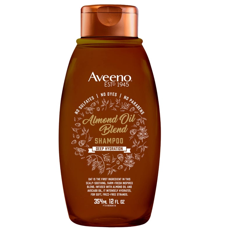 Aveeno Almond Oil Blend Sulfate-Free Shampoo with Avocado Oil for Intense Hydration, Deep Moisturizing Shampoo for Thick, Curly, Frizzy or Coarse Hair, Paraben & Dye-Free, 12 Fl Oz - Image 1