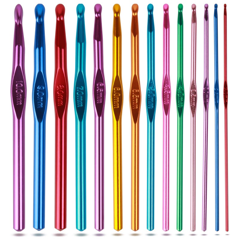 Crochet Hooks Set Aluminum Handle Knitting Needles for Arthritic Hands Crochet Needles for Yarn Craft Nice Gift for Women