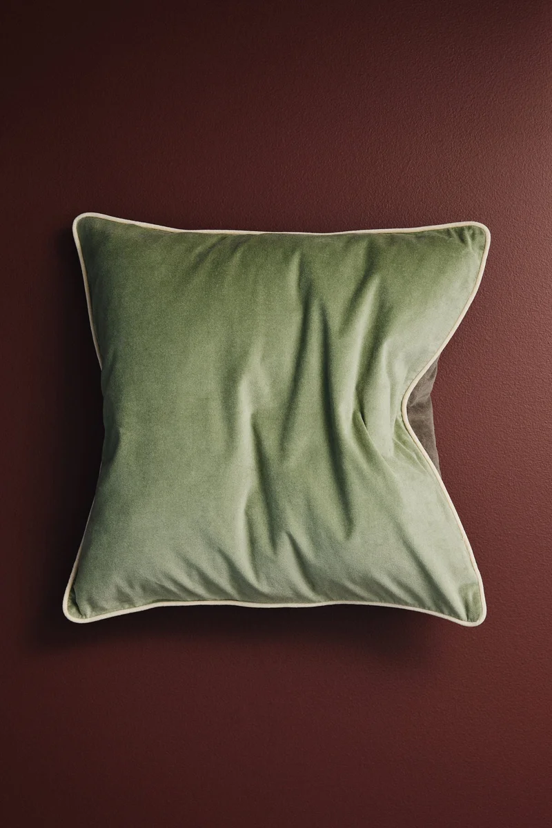 H&M Piping-detail velvet cushion cover