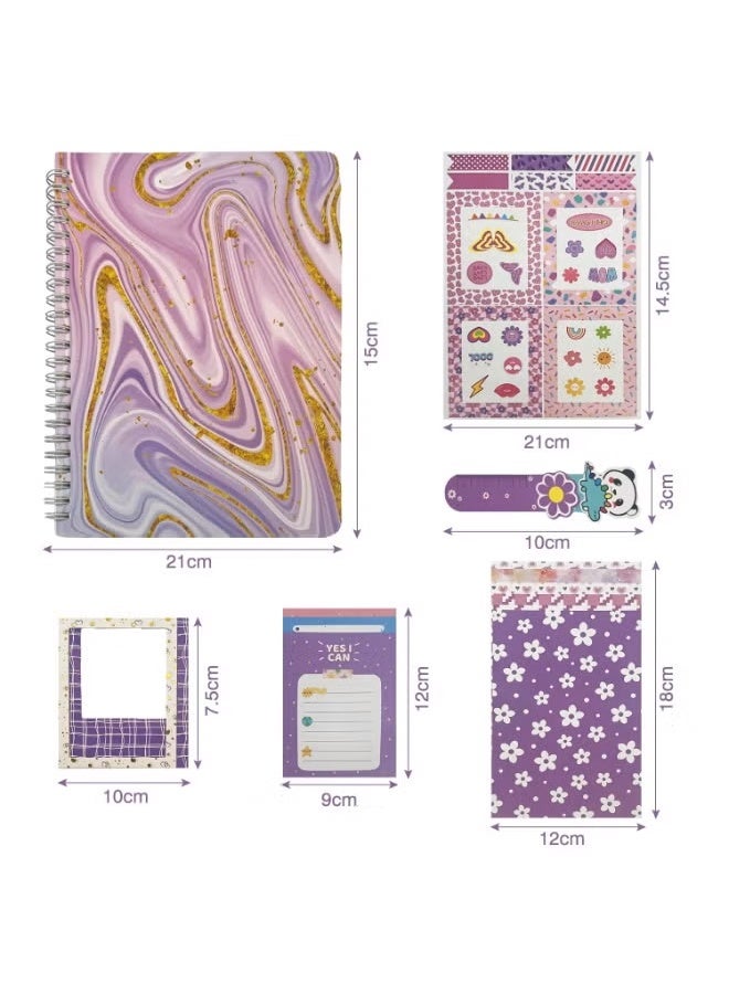 Capstro DIY Journal Kit – SH014 Purple Diary Set with Notebook, Stickers, Glitter Tapes, Bookmarks & Tassel Pendant – Scrapbook & Stationery Craft Box for Kids Age 4+ – Creative Gift for Girls & Boys - Image 5