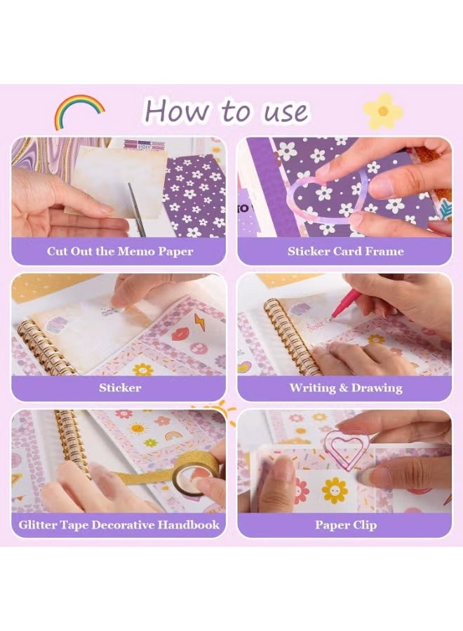 Capstro DIY Journal Kit – SH014 Purple Diary Set with Notebook, Stickers, Glitter Tapes, Bookmarks & Tassel Pendant – Scrapbook & Stationery Craft Box for Kids Age 4+ – Creative Gift for Girls & Boys - Image 3