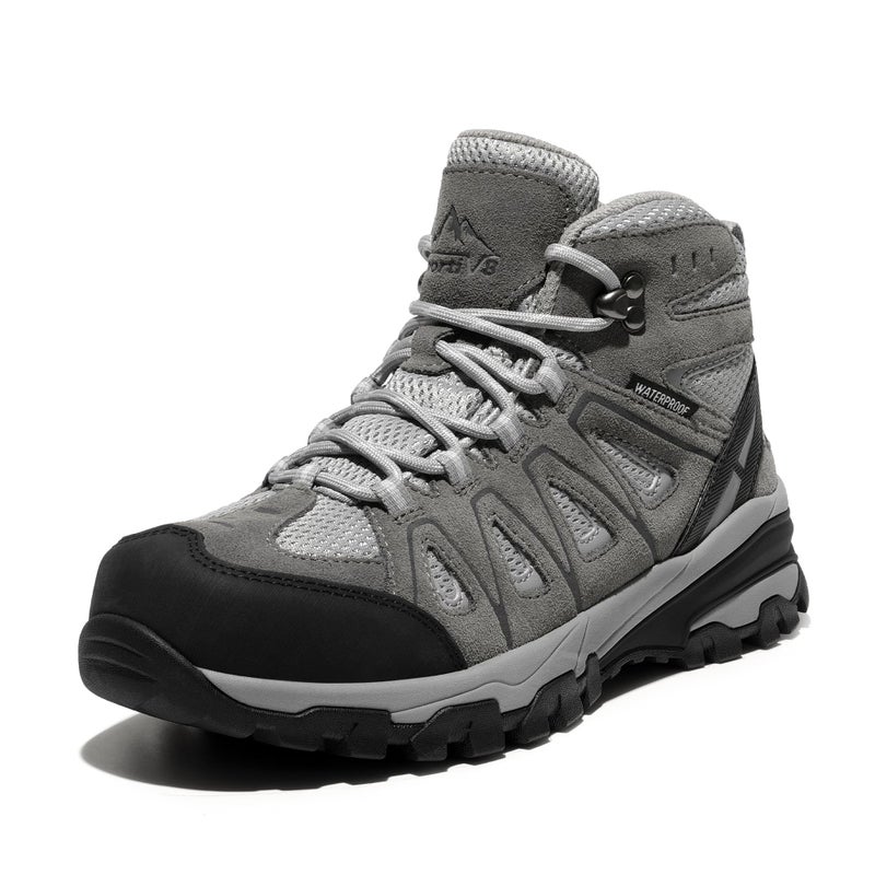 NORTIV 8 Women's Waterproof Hiking Boots Outdoor Trekking Camping Trail Hiking Boot Seeker,Size 8.5,Light Grey,Seeker - Image 1
