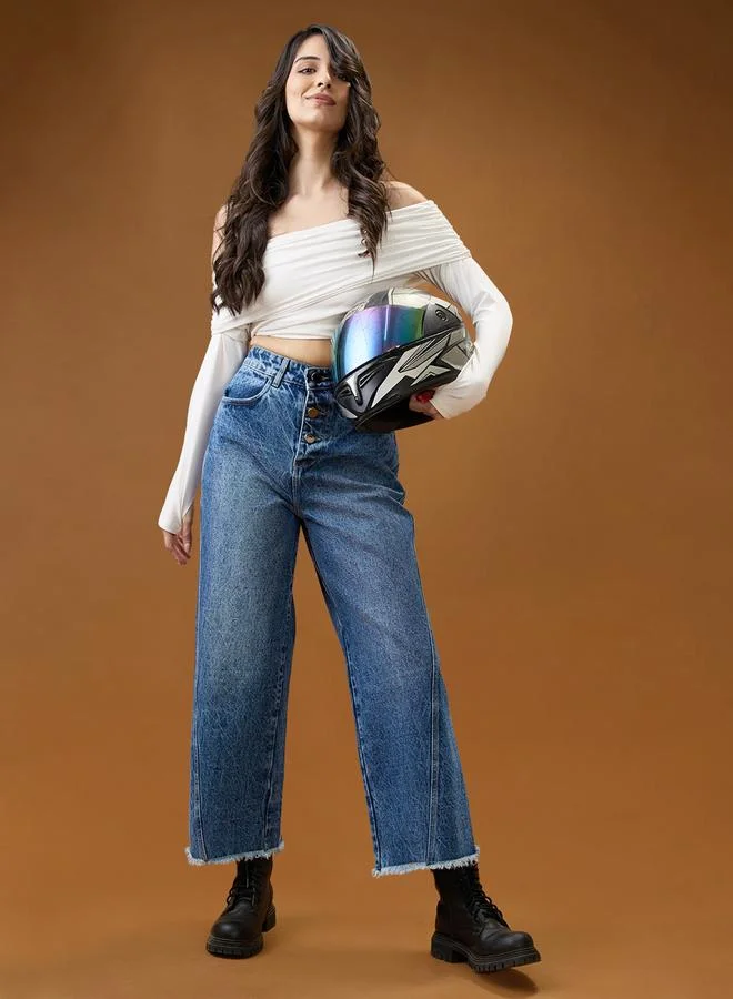 Mid-Rise Blue Denim Jeans