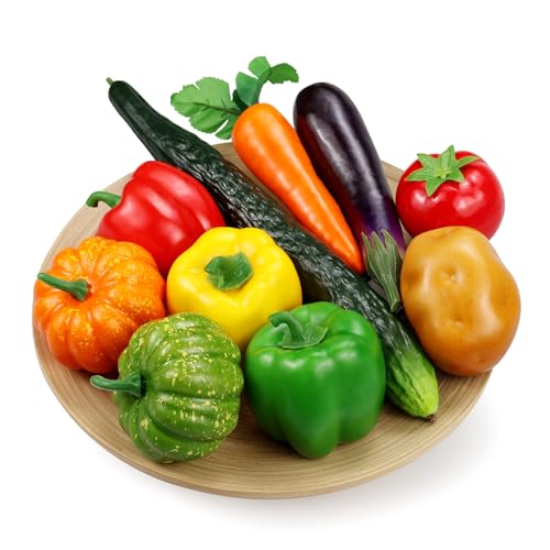 Lorigun 10 Pieces/Set Artificial Vegetables Simulation Vegetables Decoration Kitchen Home Decor Realistic Fake Vegetables Decor Set Photo Props - Image 1
