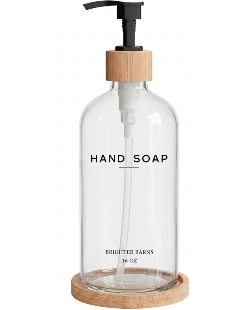 Brighter Barns Glass Hand Soap Dispenser Bathroom Set by Brighter Barns Hand Soap Dispenser for Kitchen Sink Bathroom Refillable Pump Bottle Set Neutral Home Decor for Airbnb Vacation Rental Hotel Clear - Image 2
