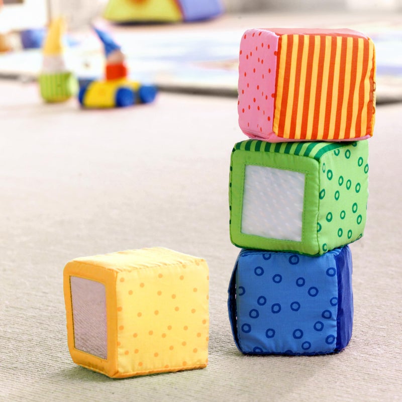 HABA Soft Blocks for Babies 6-24 Months, Happy Quartett Sensory Toy Features a Unique Sound & Texture in All 4 Baby Blocks - Image 3