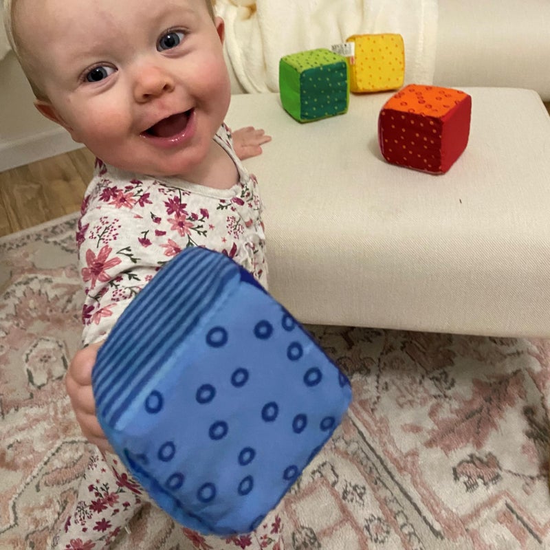 HABA Soft Blocks for Babies 6-24 Months, Happy Quartett Sensory Toy Features a Unique Sound & Texture in All 4 Baby Blocks - Image 4
