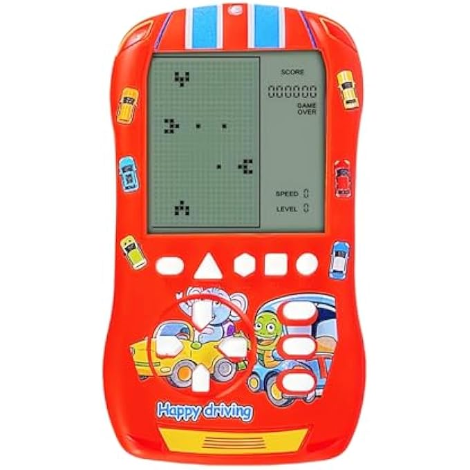 SPORTS CAR LOOK BLOCK GAME CONSOLE 23 BUILDING BLOCK GAMES 824 MODES ADJUSTABLE SPEED/DIFFICULTY 70S/80S/90S RETRO HANDHELD GAME GIFTS FOR CHILDREN/BIRTHDAYS/CHRISTMAS (RED) - Image 2