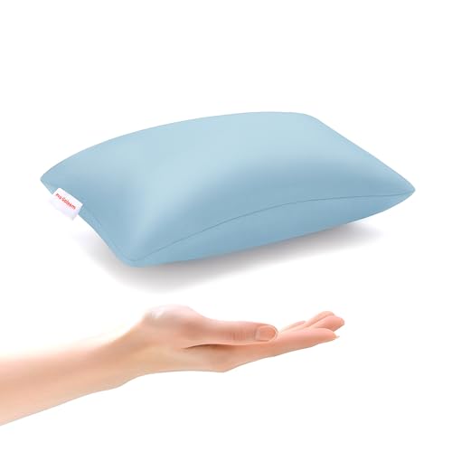 Pro Goleem Small Pillow 11’’x6’’x2.5’’ for Kids and Baby Sleeping with Name Tag Mini Tiny Pillow for Camping and Chair Car Air Nap Neck Lumbar Knee Rest Pillows, Blue - Image 1