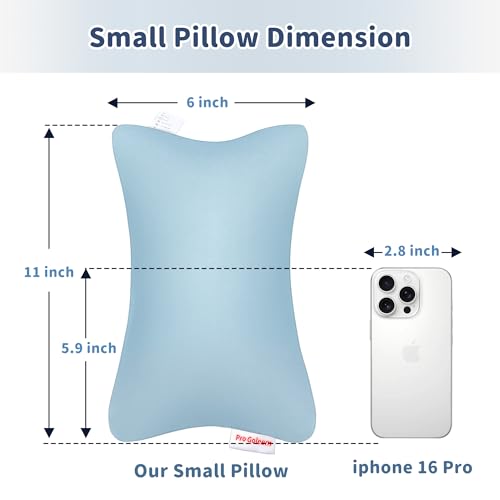 Pro Goleem Small Pillow 11’’x6’’x2.5’’ for Kids and Baby Sleeping with Name Tag Mini Tiny Pillow for Camping and Chair Car Air Nap Neck Lumbar Knee Rest Pillows, Blue - Image 2