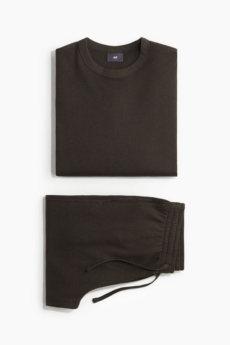 H&M Waffled cotton pyjama top and bottoms