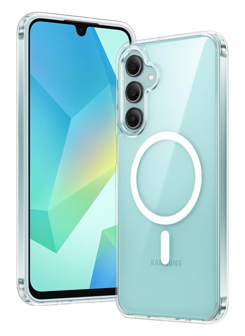 جراب لهاتف Samsung Galaxy A16 مغناطيسي عسكري مضاد للاصفرار - جراب واقٍ متين مقاوم للصدمات شفاف (شفاف)
