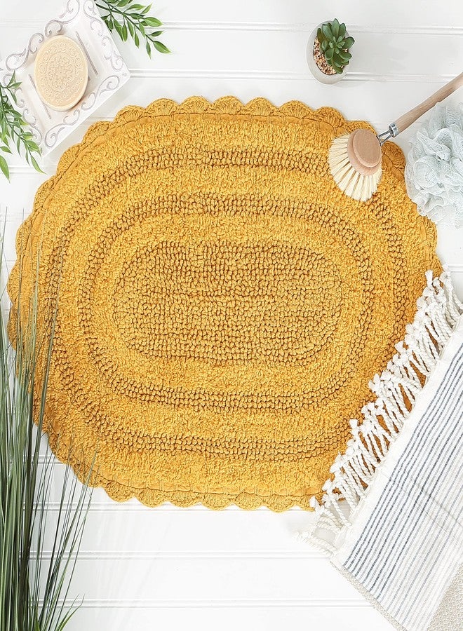 DII Crochet Collection Reversible Bath Mat, Small Oval, 17x24, Honey Gold - Image 4