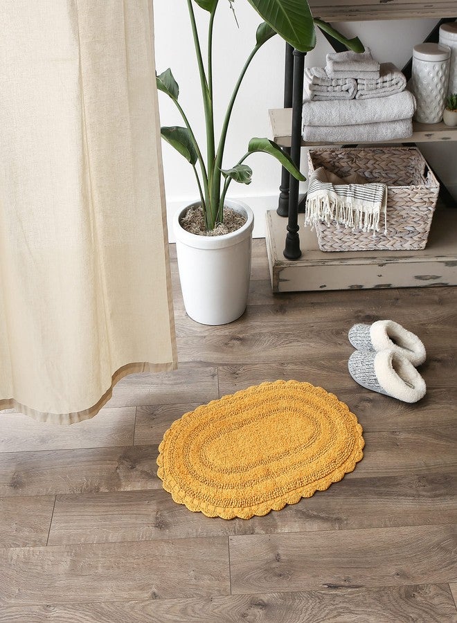 DII Crochet Collection Reversible Bath Mat, Small Oval, 17x24, Honey Gold - Image 5