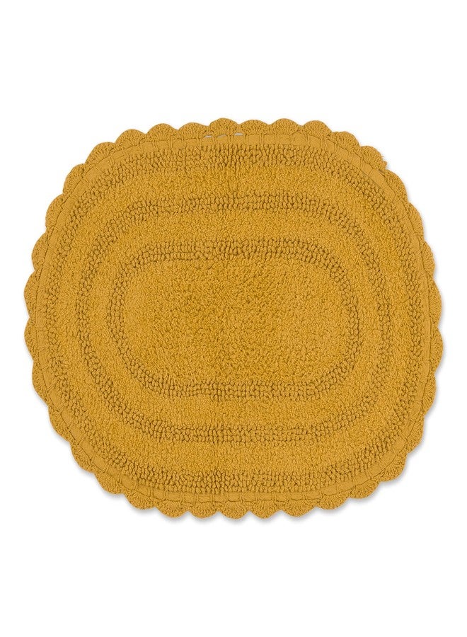 DII Crochet Collection Reversible Bath Mat, Small Oval, 17x24, Honey Gold - Image 1