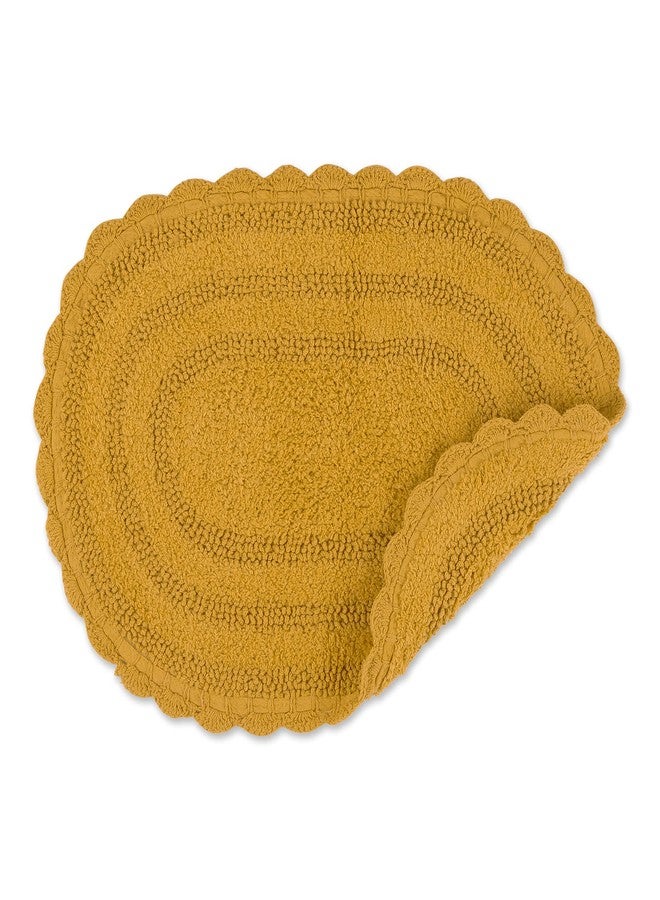 DII Crochet Collection Reversible Bath Mat, Small Oval, 17x24, Honey Gold - Image 2