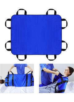 120 * 100cm Transfer Sheet，Patient Transfer Board with Eight Handles，Suitable for Obese People，Elderly People and Patients who Need to be transferred（Blue）