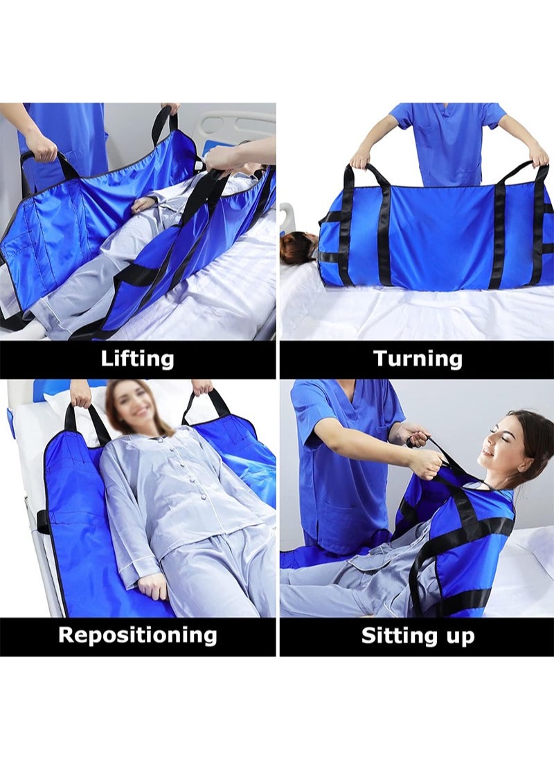 Aikanbo - 120 * 100cm Transfer Sheet，Patient Transfer Board with Eight Handles，Suitable for Obese People，Elderly People and Patients who Need to be transferred（Blue） - Image 1