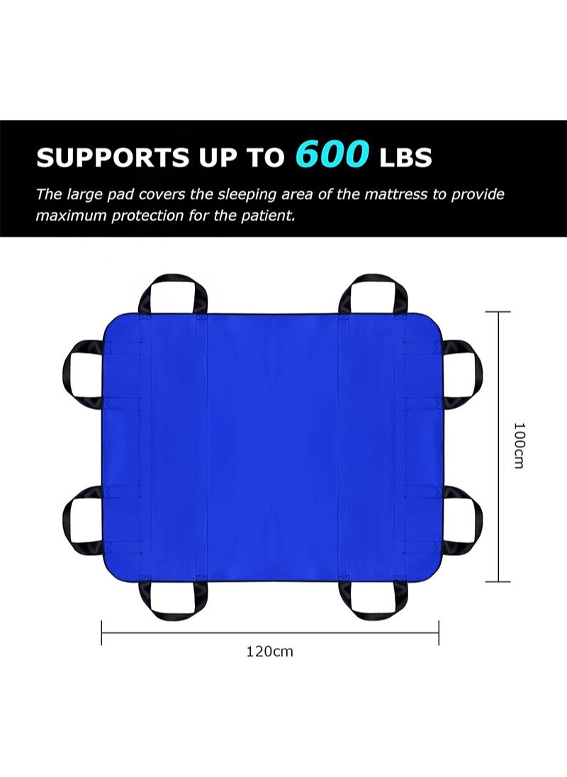 Aikanbo - 120 * 100cm Transfer Sheet，Patient Transfer Board with Eight Handles，Suitable for Obese People，Elderly People and Patients who Need to be transferred（Blue） - Image 1