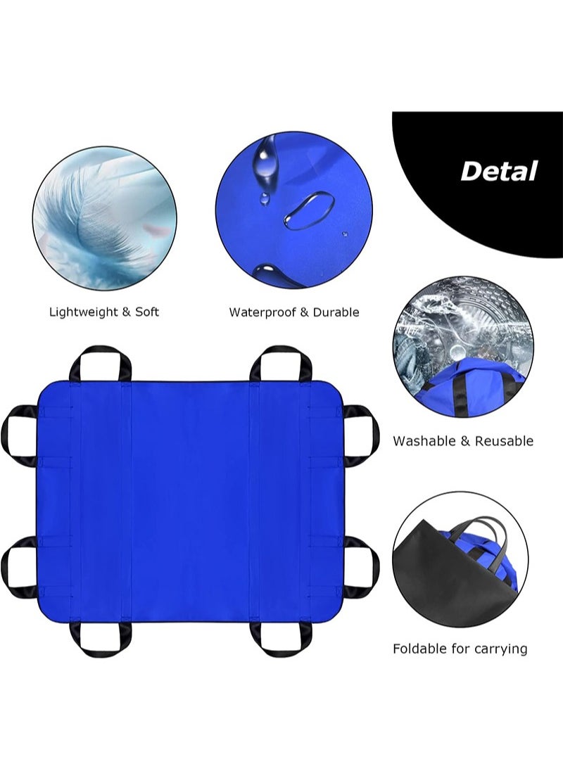 Aikanbo - 120 * 100cm Transfer Sheet，Patient Transfer Board with Eight Handles，Suitable for Obese People，Elderly People and Patients who Need to be transferred（Blue） - Image 1