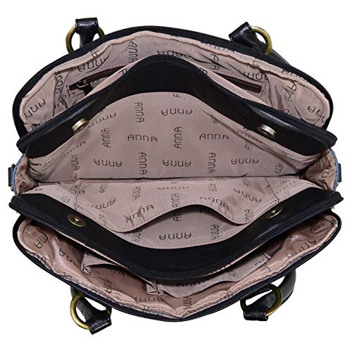 Anna by Anuschka Women's Hand-Painted Genuine Leather Multi Compartment Satchel - Midnight Floral - Image 3