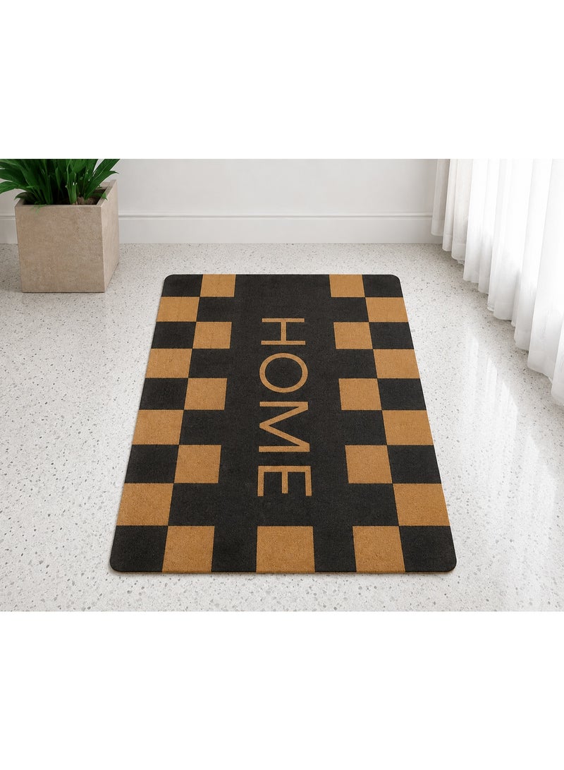 HOME Entrance Door Mat with Elegant Checkered Design, Dust and Slip Resistant