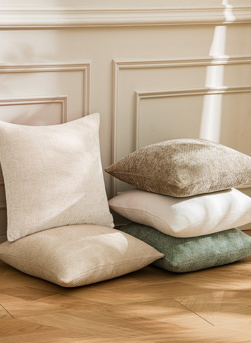 لحظة غطاء وسادة شنيلي باللون الأبيض العاجي لحظة 30x50 سم عبوة من 2 غطاء وسادة زخرفي حديث من الطراز الريفي على شكل صليب. - Image 5